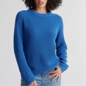 Quince Blue 100% Organic Cotton Fisherman Crew Sweater